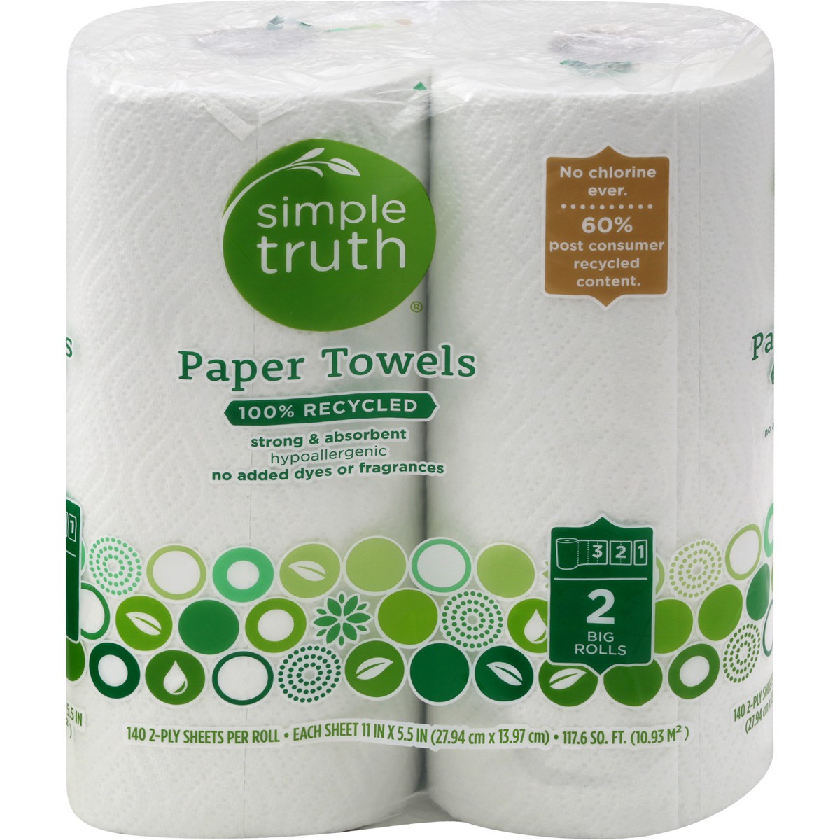 slide 1 of 8, Simple Truth 100% Recycled Paper Towels, 2 ct