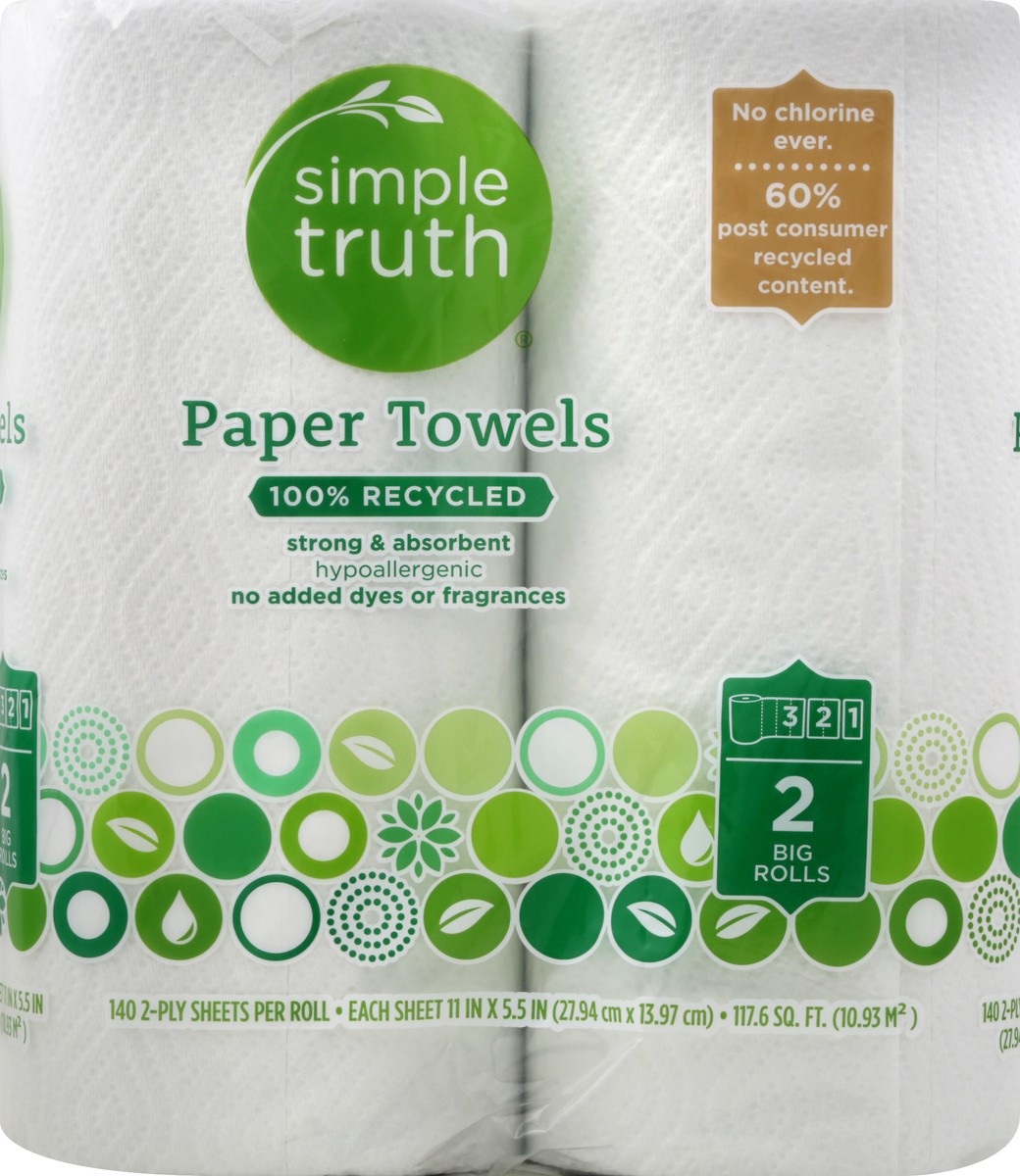 slide 4 of 8, Simple Truth 100% Recycled Paper Towels, 2 ct