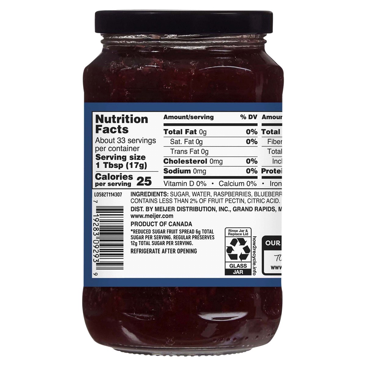 slide 6 of 17, Meijer Raspberry, Blueberry & Blackberry Three Fruits Light Preserves, 20 oz