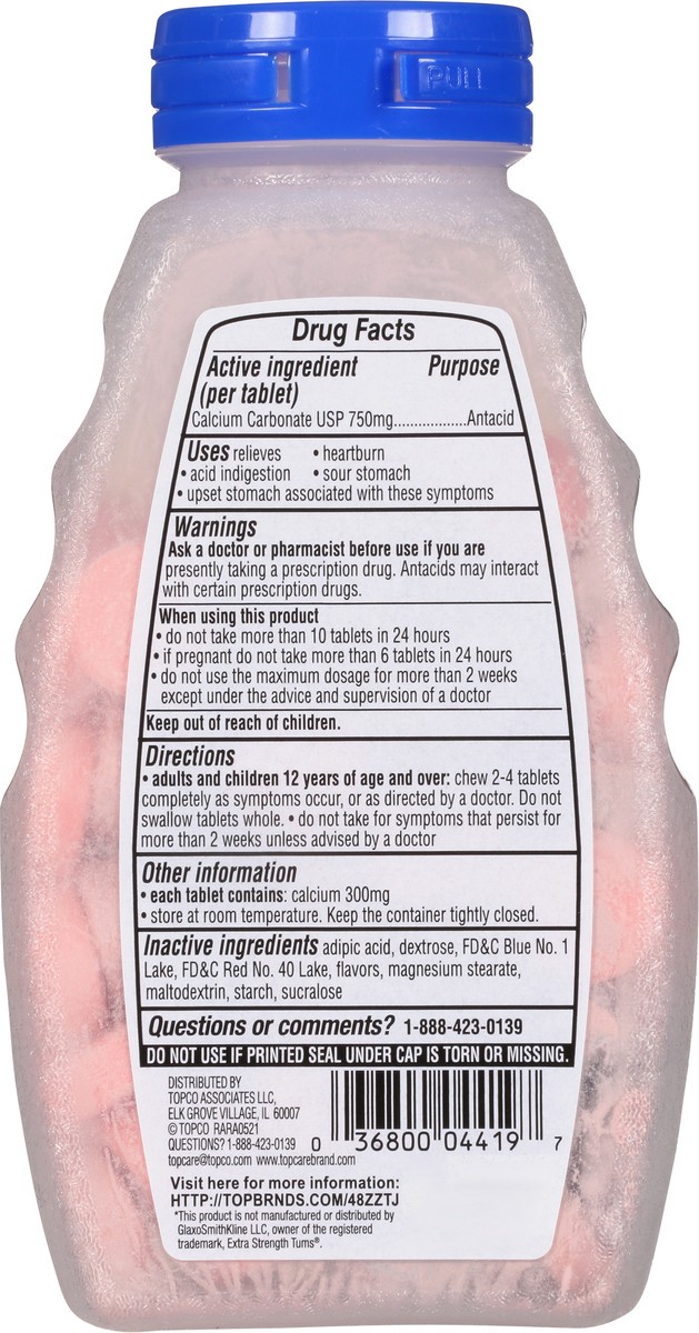 slide 5 of 9, TopCare Antacid Xtra Strength Berry, 96 ct