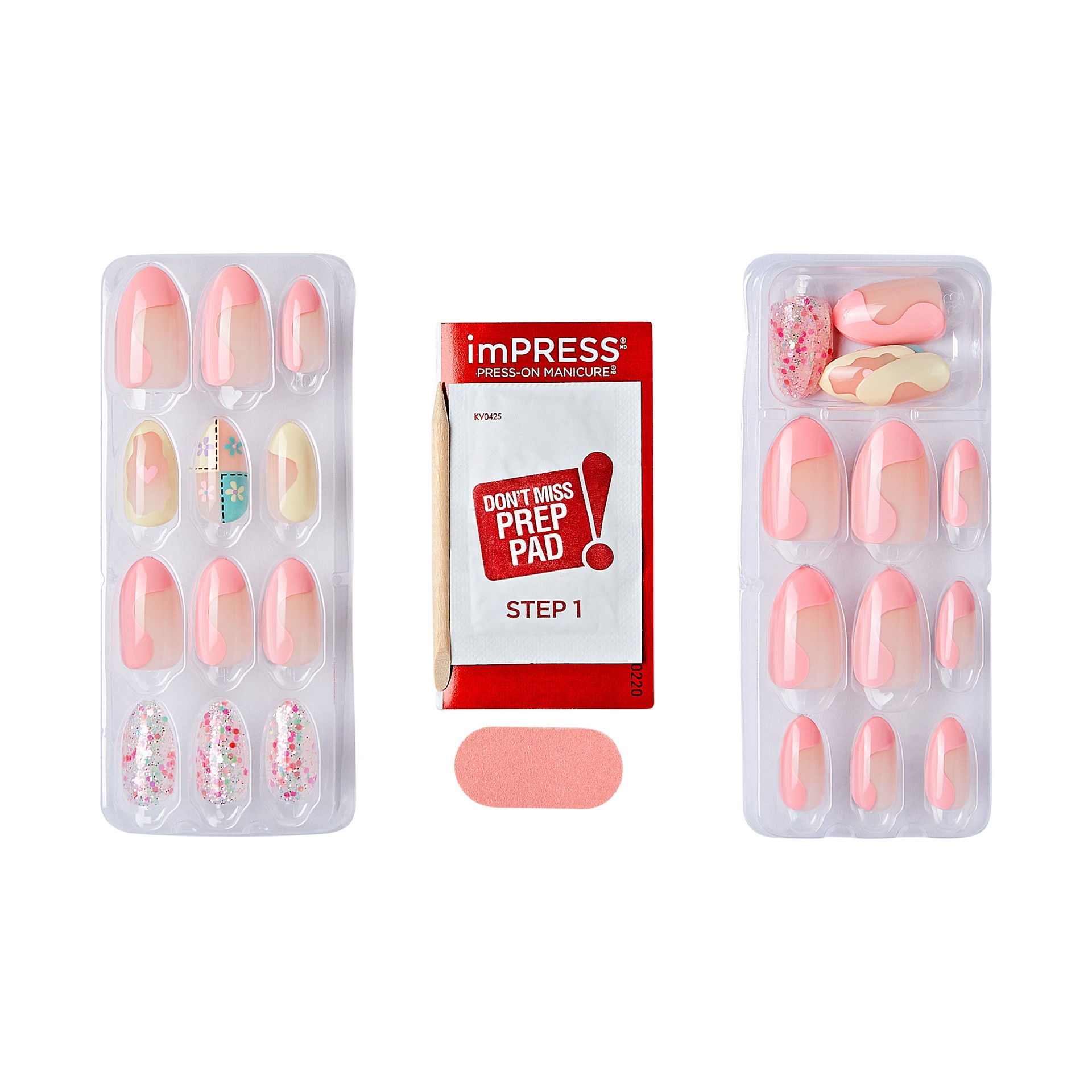 slide 5 of 5, imPRESS Spring Collection Medium Almond Press-On Nails, Pink, 30 Pieces, 1 ct