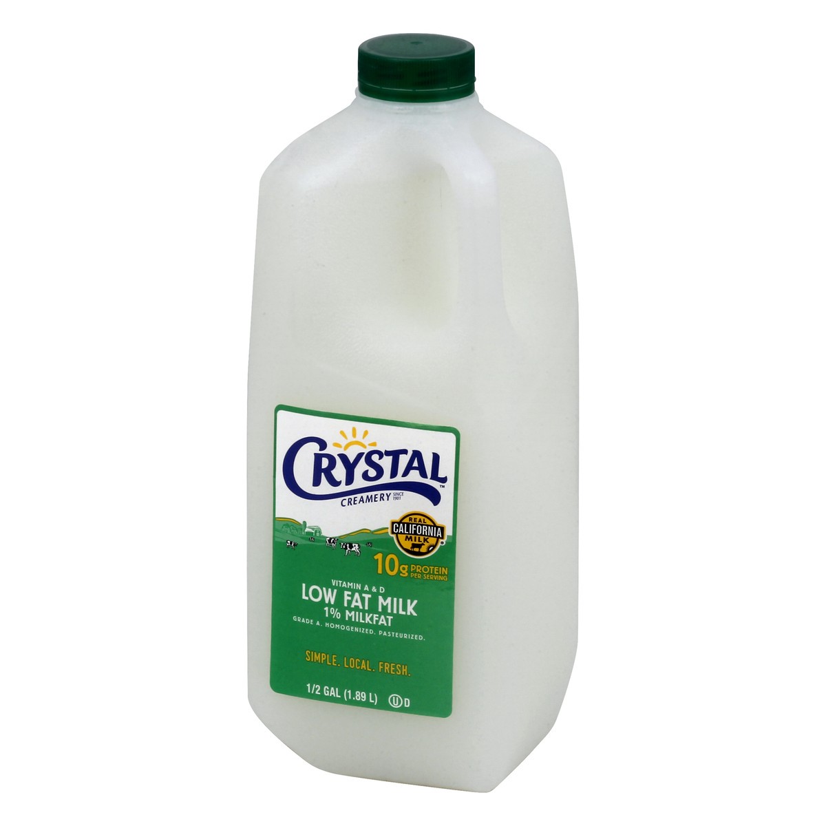 slide 4 of 9, Crystal Creamery 1% Milk - 0.5gal, 1/2 gal