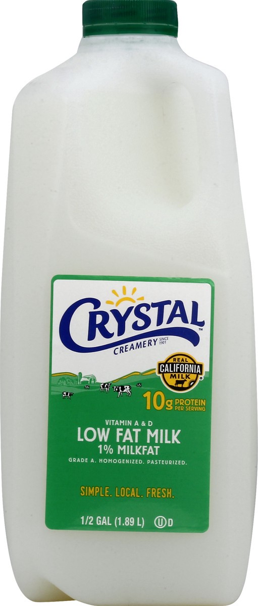 slide 7 of 9, Crystal Creamery 1% Milk - 0.5gal, 1/2 gal