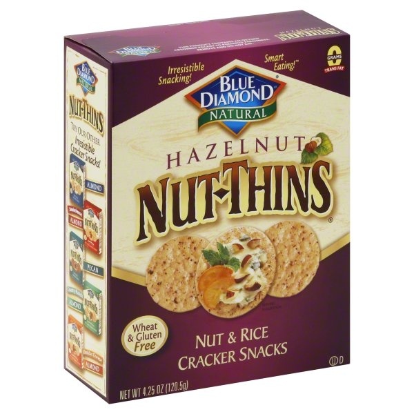slide 1 of 4, Blue Diamond Natural Nut-Thins Cracker Snacks Hazelnut, 4.25 oz
