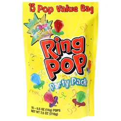 Ring Pop Rainbow Sherbet Flavor Pops Party Pack, 15 - 0.5 oz Each