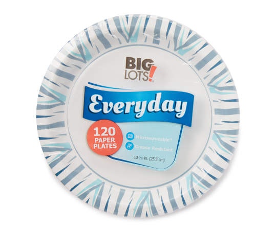 slide 1 of 1, Big Lots Icicle Print Paper Plates, 120-Count, 120-count, 1 ct