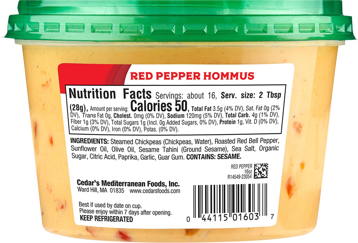 slide 2 of 4, Cedar's Roasted Red Pepper Hommus, 16 oz