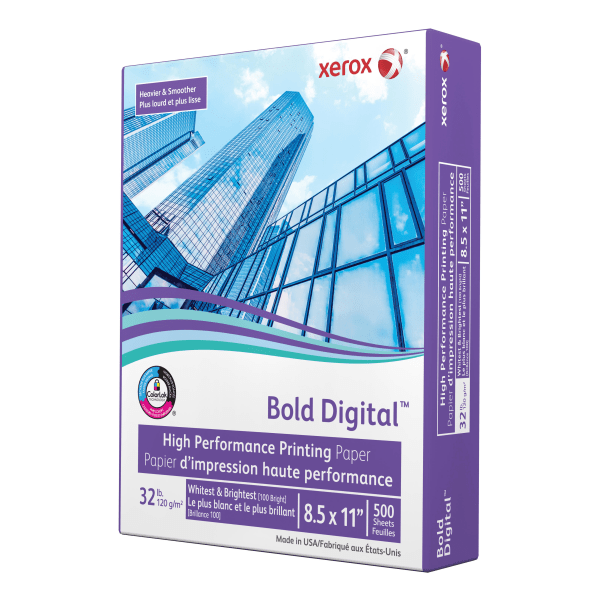 slide 6 of 9, Xerox Bold Digital Printing Paper, Letter Size (8 1/2'' X 11''), 100 (U.S.) Brightness Text (120 Gsm), Fsc Certified, Ream Of 500 Sheets, 500 ct