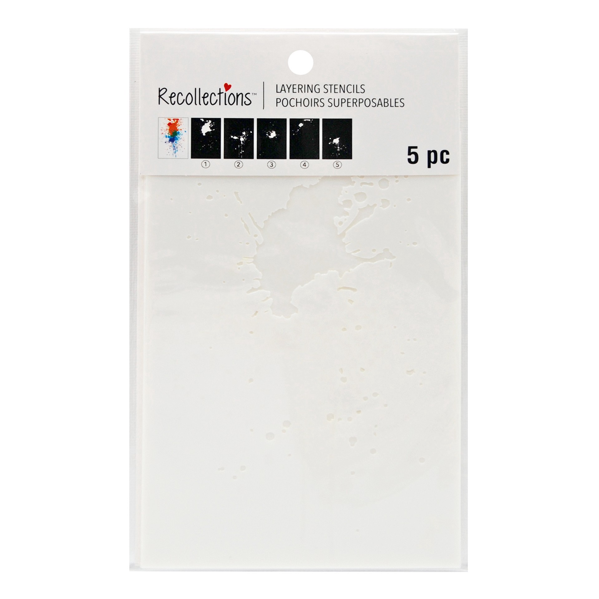 slide 3 of 3, Paint Splatter Layering Stencils By Recollections, 4 in x 6 in