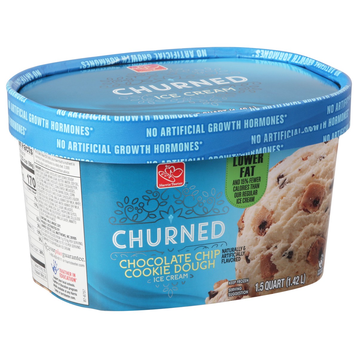 slide 10 of 10, Harris Teeter Ice Cream Lower Fat Chocolate Chip Cookie Dough Churned, 48 oz