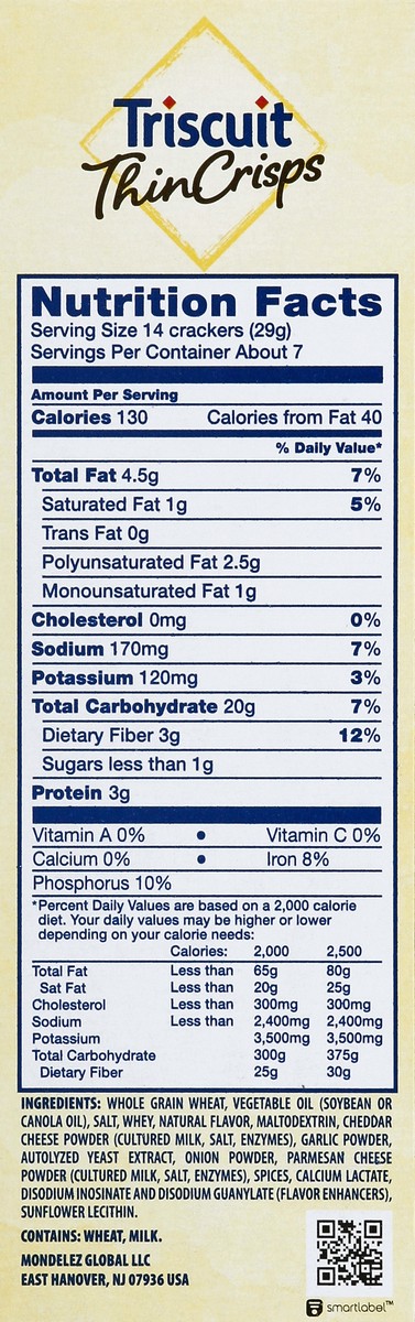 slide 8 of 8, Triscuit Thin Crisps Parmesan Garlic Crackers, 7.6 oz