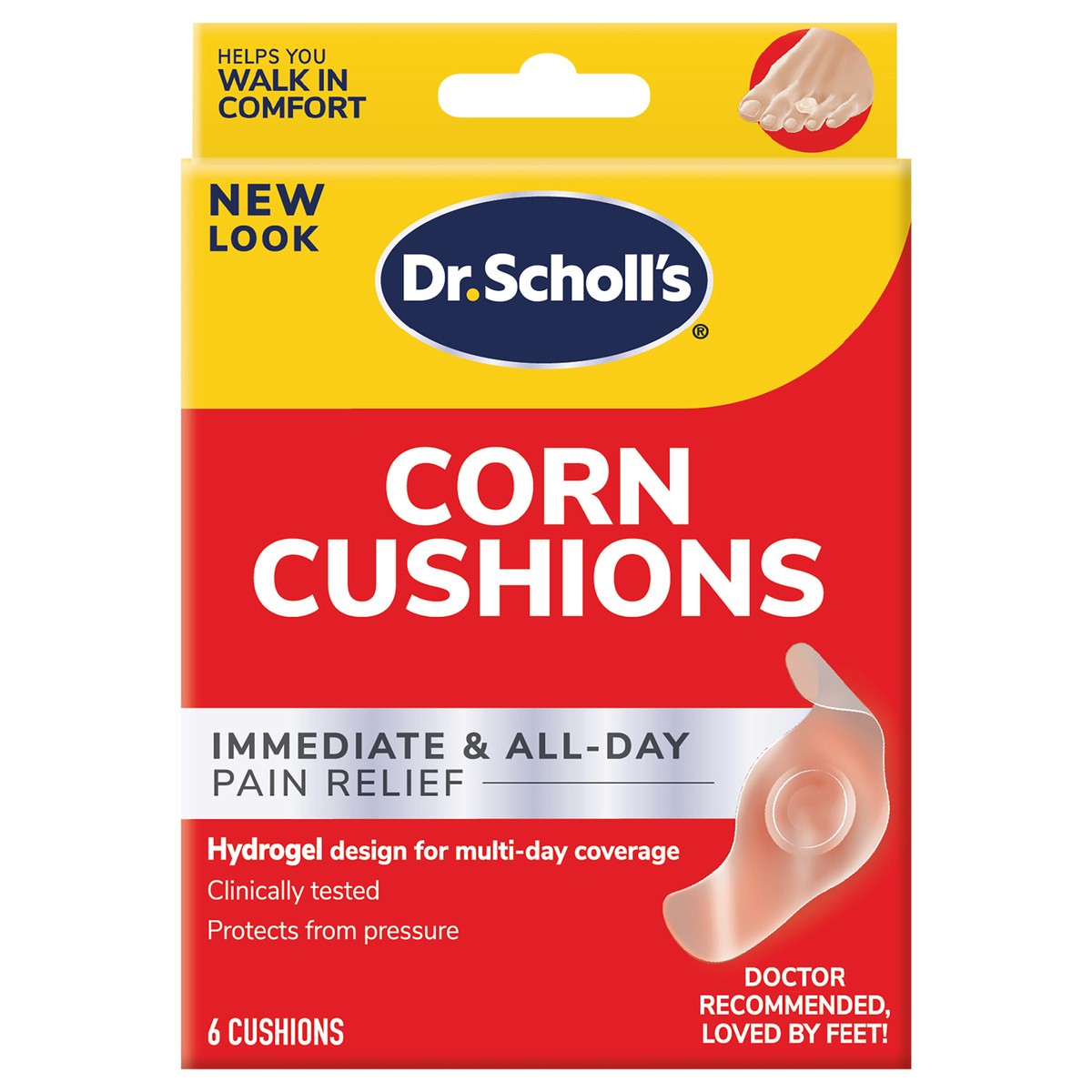 slide 1 of 1, Dr. Scholl's CORN CUSHION With Hydrogel Technology, 6ct // Cushioning Protection Against Shoe Pressure and Friction that Fits Easily In Any Shoe for Immediate and All-Day Pain Relief, 6 ct