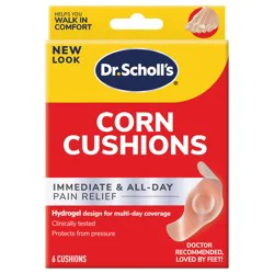Dr. Scholl's CORN CUSHION with Hydrogel Technology, 6ct // Cushioning Protection against Shoe Pressure and Friction that Fits Easily In Any Shoe for Immediate and All-Day Pain Relief