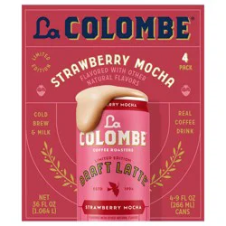 La Colombe Coffee, Strawberry Mocha Cold Brew Draft Latte, 9 fl oz Cans, 4 Pack