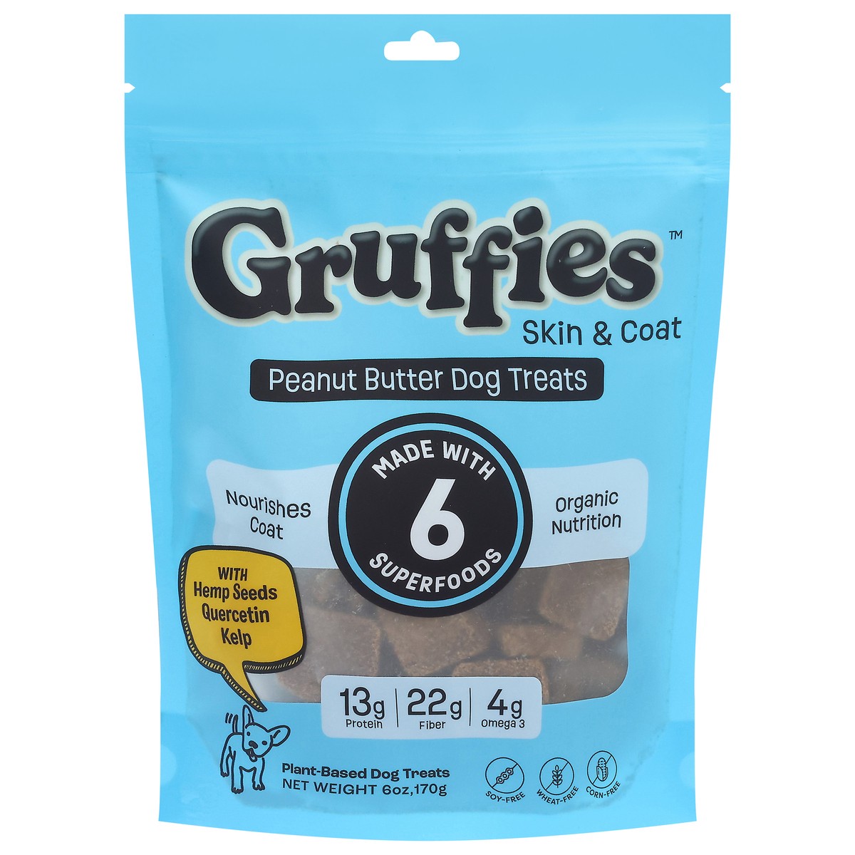 slide 9 of 13, Gruffies Skin & Coat Plant-Based Peanut Butter Dog Treats 6 oz, 6 oz