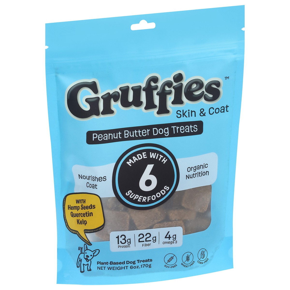slide 8 of 13, Gruffies Skin & Coat Plant-Based Peanut Butter Dog Treats 6 oz, 6 oz