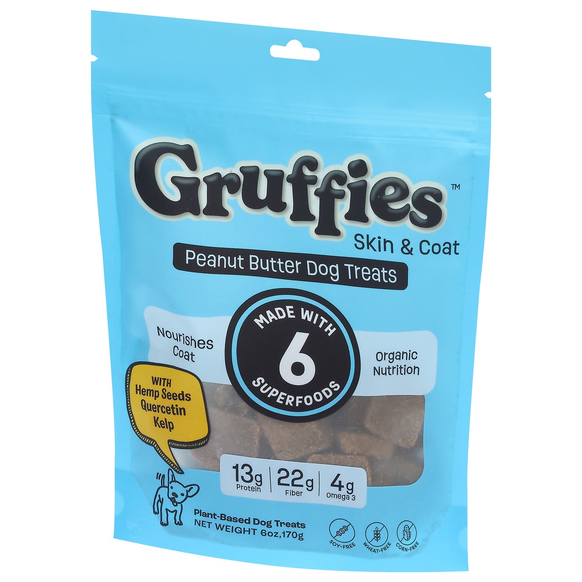 slide 5 of 13, Gruffies Skin & Coat Plant-Based Peanut Butter Dog Treats 6 oz, 6 oz