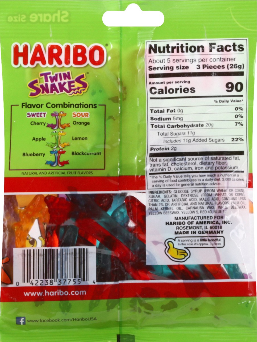 slide 5 of 9, Haribo Twin Snakes Share Size Gummi Candy 5 oz, 5 oz