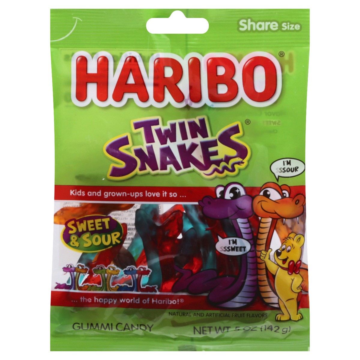 slide 1 of 9, Haribo Twin Snakes Share Size Gummi Candy 5 oz, 5 oz