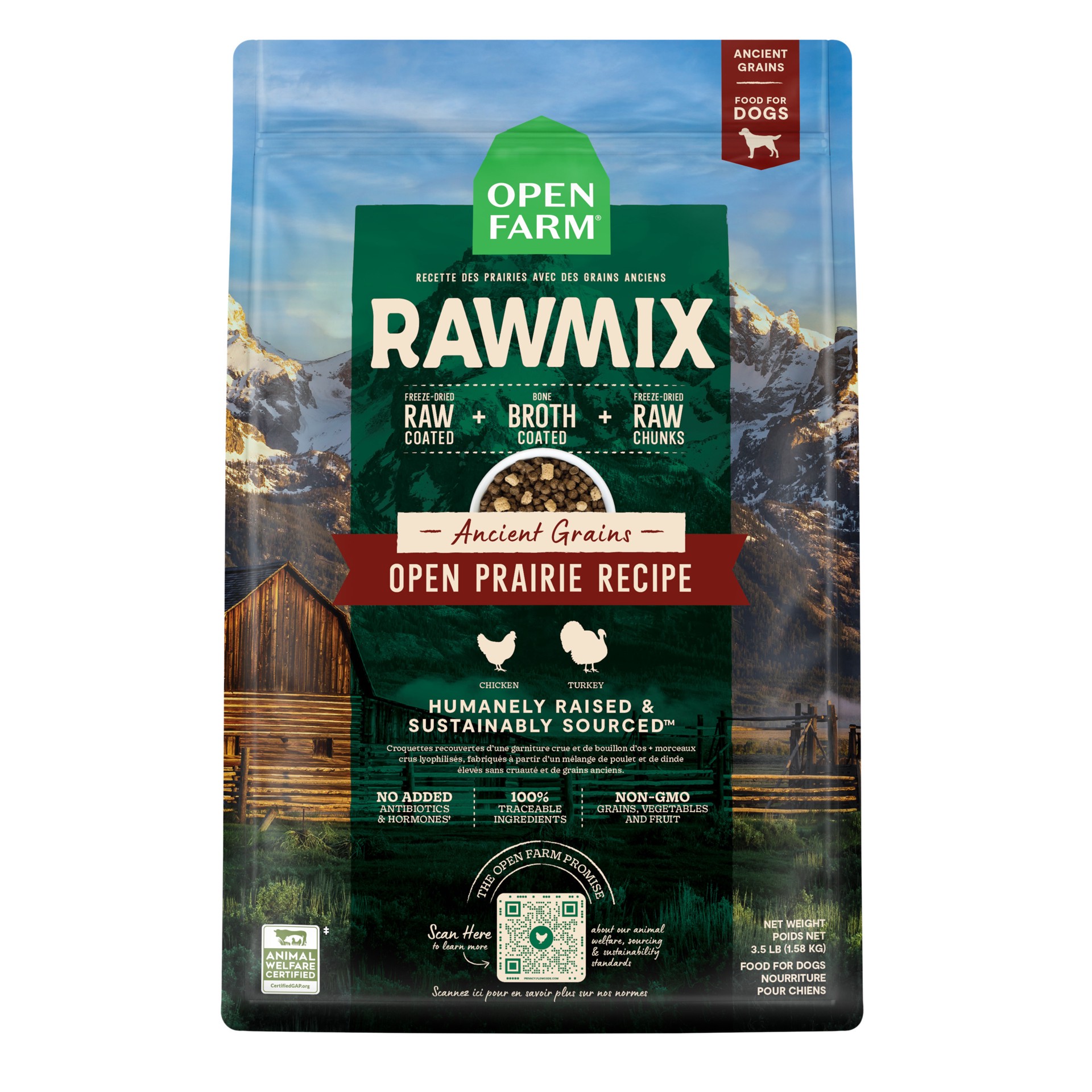 slide 1 of 2, OPEN FARM RawMix Open Prairie Ancient Grain Kibble For Dogs 3.5 lb, 3.5 lb