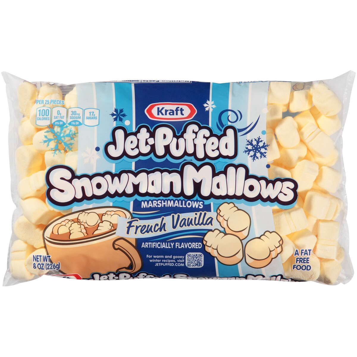 slide 1 of 7, Kraft Jet-Puffed French Vanilla Snowman Mallows, 8 oz