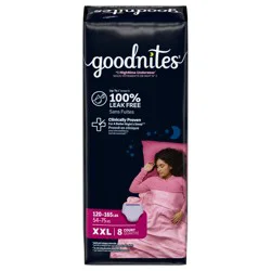Goodnites Girls'' Nighttime Underwear, Size XXL (120-165 lbs), 8 Ct