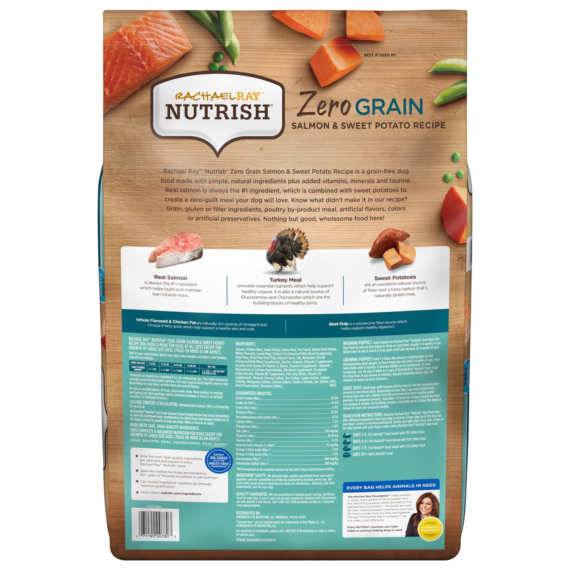 slide 3 of 8, Rachael Ray Nutrish Zero Grain Salmon & Sweet Potato Recipe, Dry Dog Food, 23 lb Bag, 23 lb