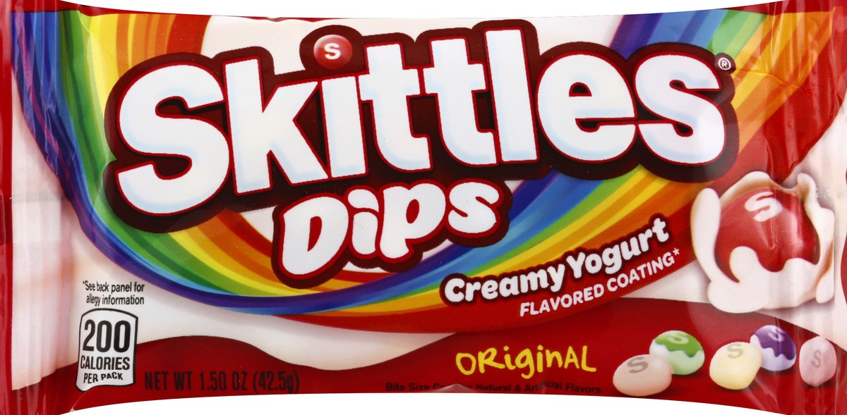 slide 4 of 6, SKITTLES Dips Yogurt Coated Fruit Candy, 1.5-Ounce Singles Size Bag, 1.5 oz