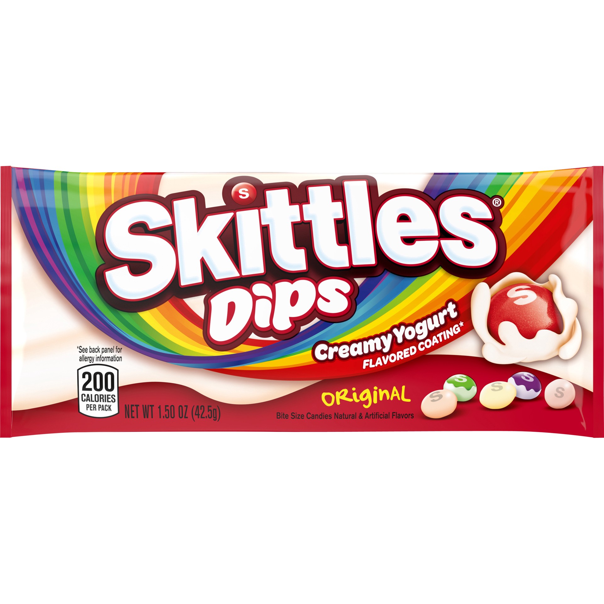 slide 1 of 6, SKITTLES Dips Yogurt Coated Fruit Candy, 1.5-Ounce Singles Size Bag, 1.5 oz