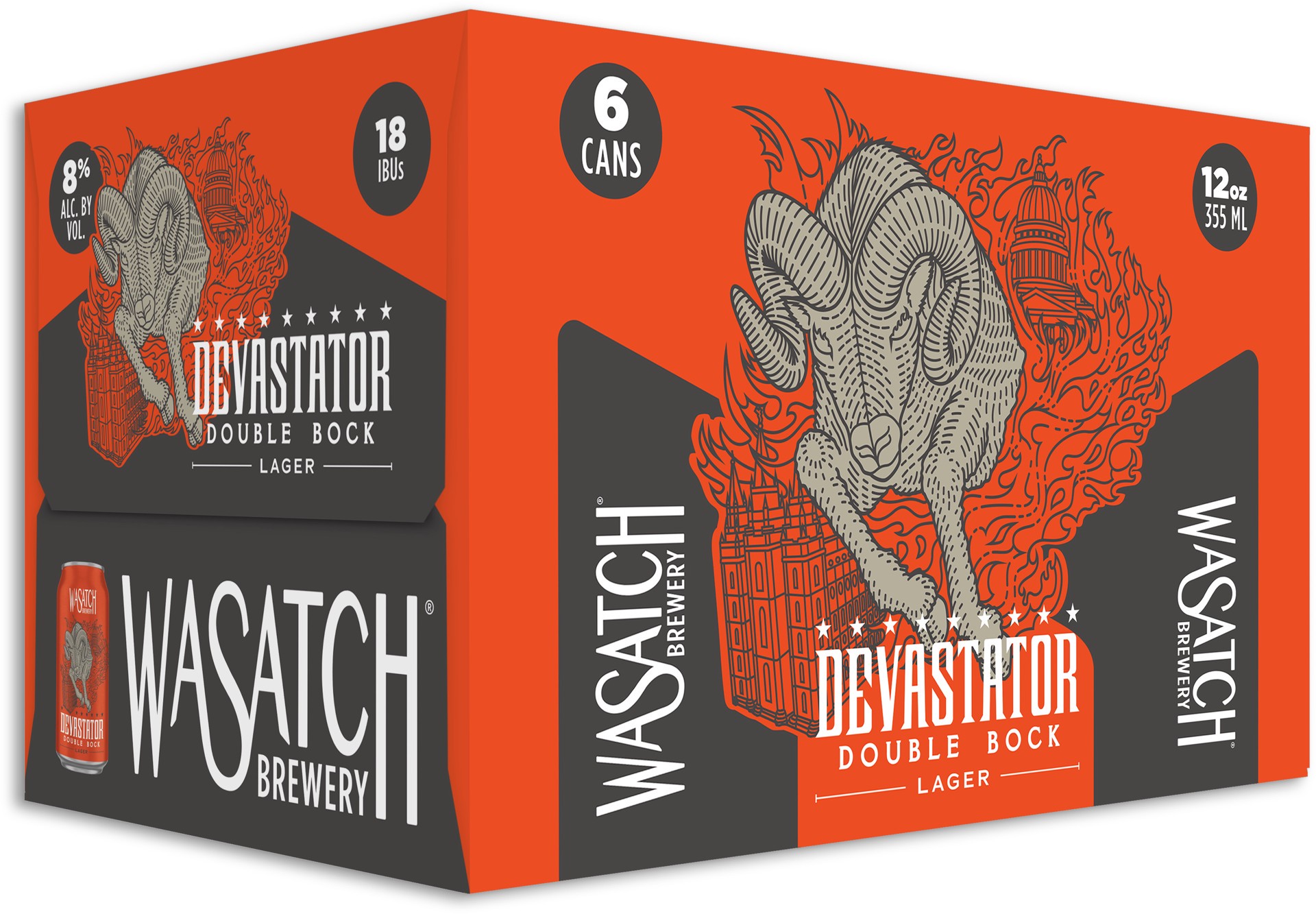 slide 5 of 6, Wasatch Devastator Double Bock Lager 6 Pack 12 oz can, 6 ct