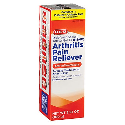 slide 1 of 1, H-E-B Arthritis Pain Reliever Diclofenac Sodium Topical Gel, 100 gram