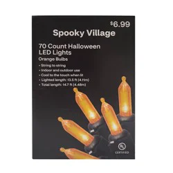 Spooky Village Halloween Lights Set, Orange, 70 ct