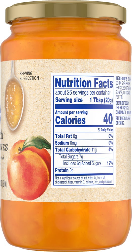slide 2 of 5, Kroger Peach Preserves, 18 oz
