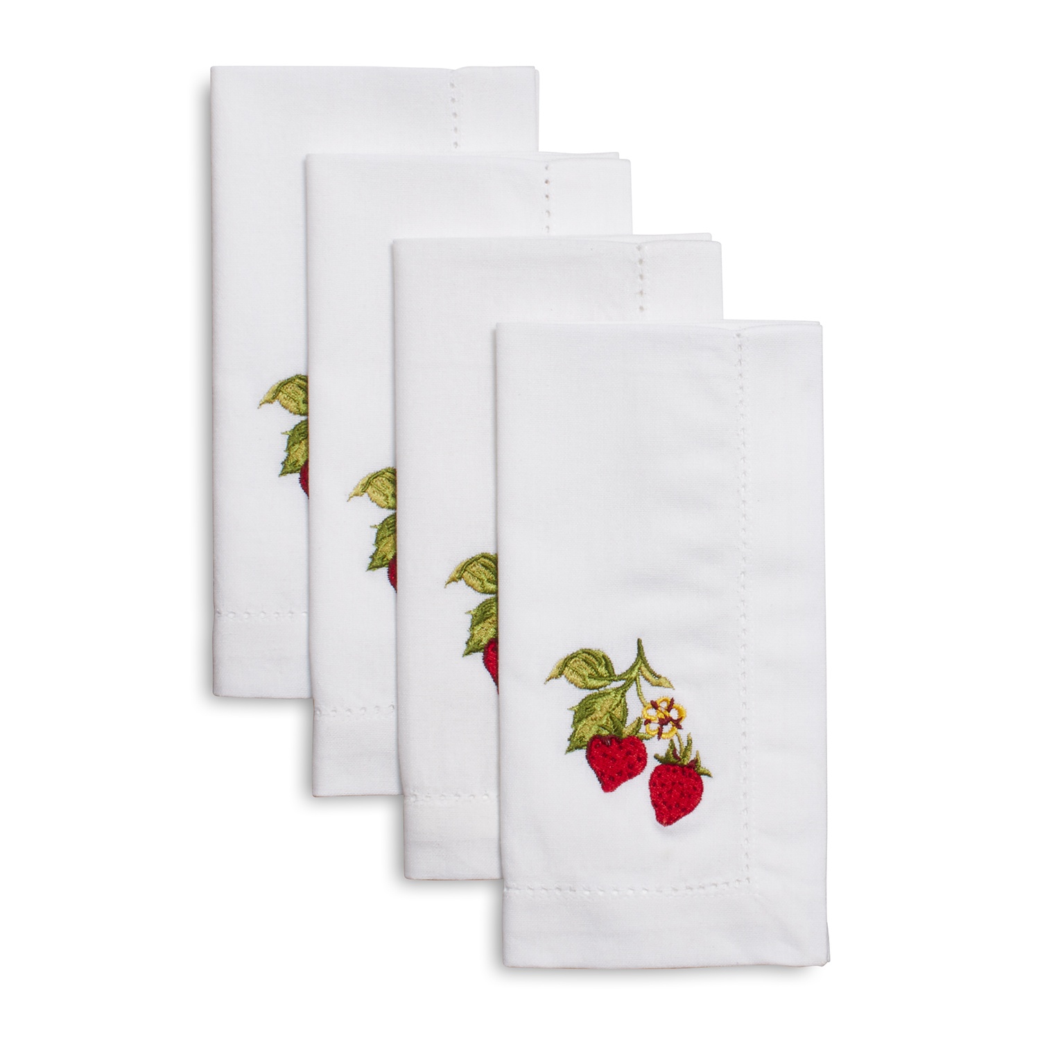 slide 1 of 1, Sur La Table Embroidered Strawberry Napkins, 4 ct