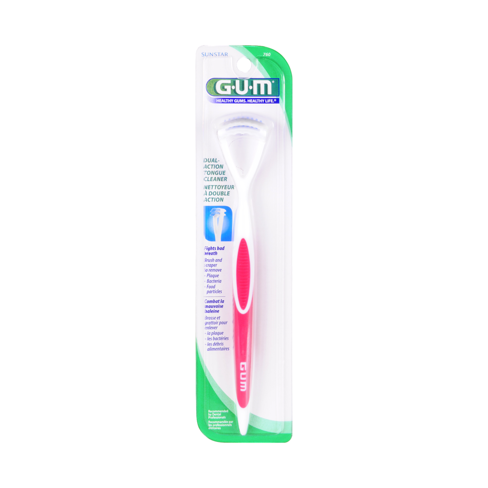 slide 1 of 1, G-U-M Dual Action Tongue Cleaner, 1 ct