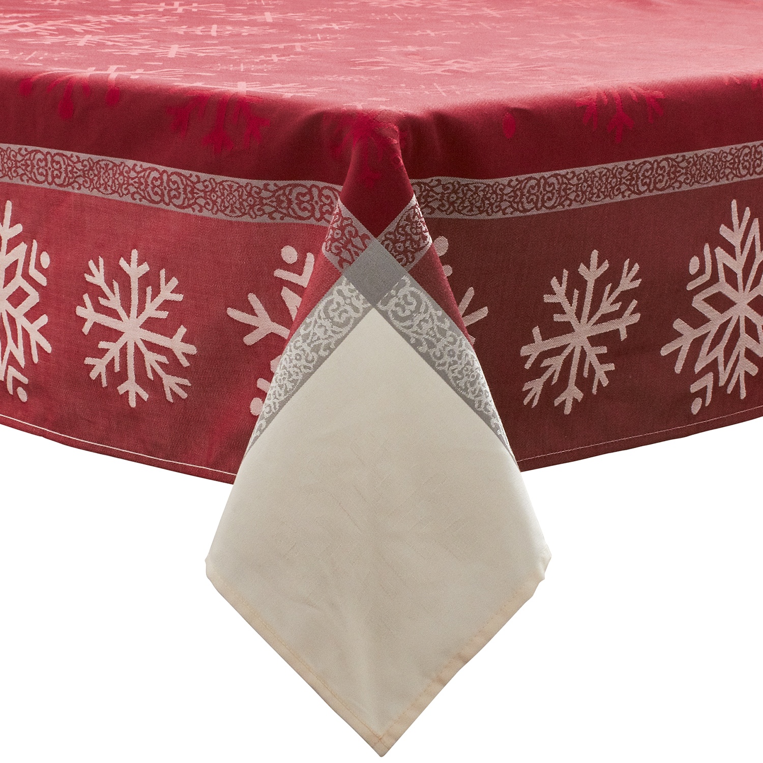 slide 1 of 1, Sur La Table Jacquard Snowflake Christmas Tablecloths, 70 in x 120 in