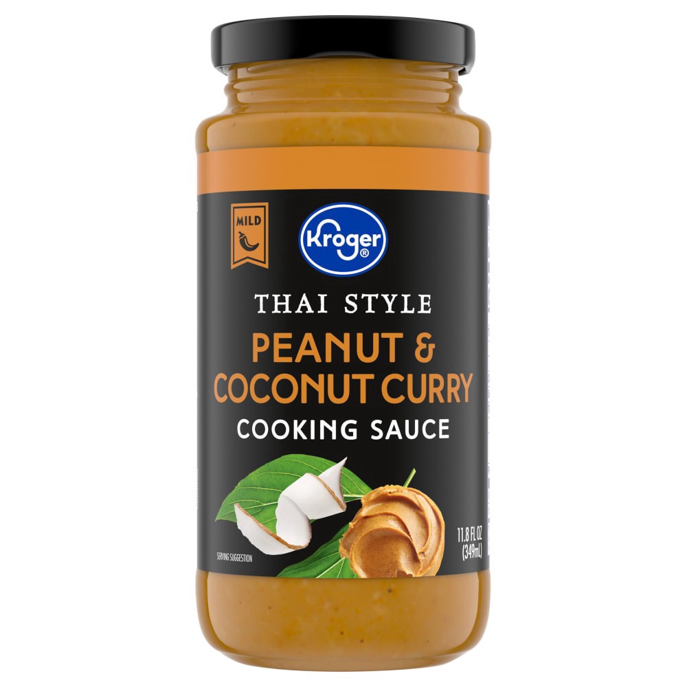 slide 1 of 4, Kroger® Thai Style Mild Peanut & Coconut Curry Cooking Sauce, 11.8 fl oz
