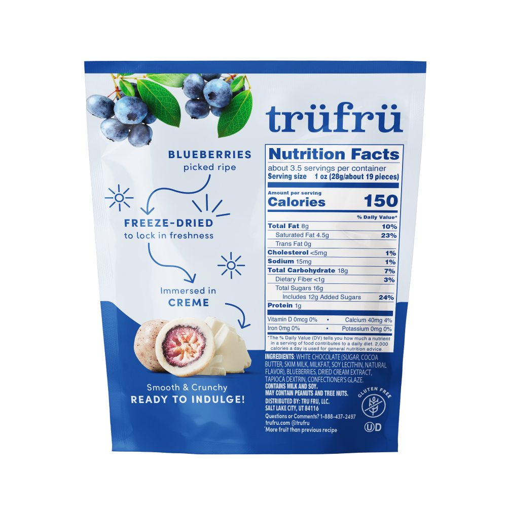 slide 2 of 2, Tru Fru Blueberries & Creme Freeze Dried Snacks, 3.4 oz