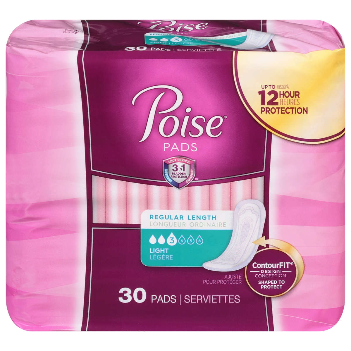 slide 1 of 3, Poise Postpartum Incontinence Bladder Control Pads for Women - Light Absorbency - Regular - 30ct, 