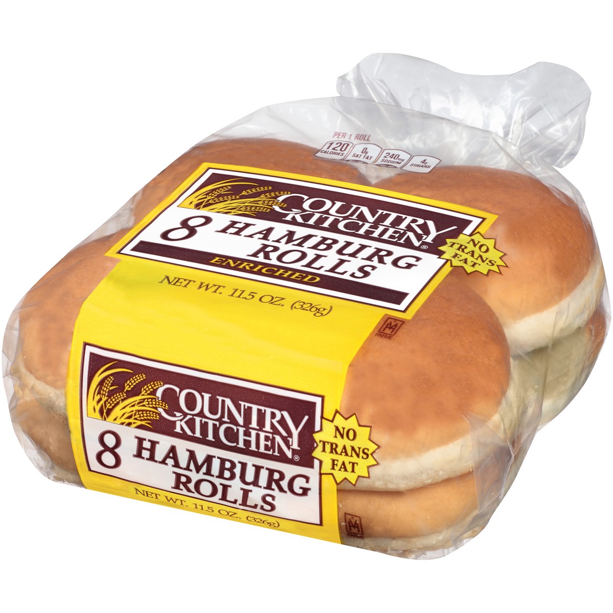 slide 2 of 11, Country Kitchen Hamburger Rolls, Enriched Sliced White Bread Hamburger Buns, 8 Count, 8 ct