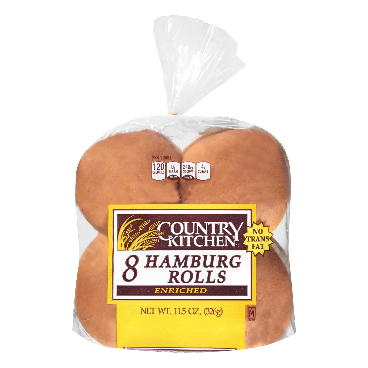 slide 10 of 11, Country Kitchen Hamburger Rolls, Enriched Sliced White Bread Hamburger Buns, 8 Count, 8 ct