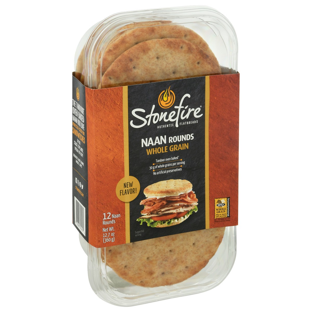 slide 3 of 9, Stonefire Whole Grain Naan Rounds, 12 oz