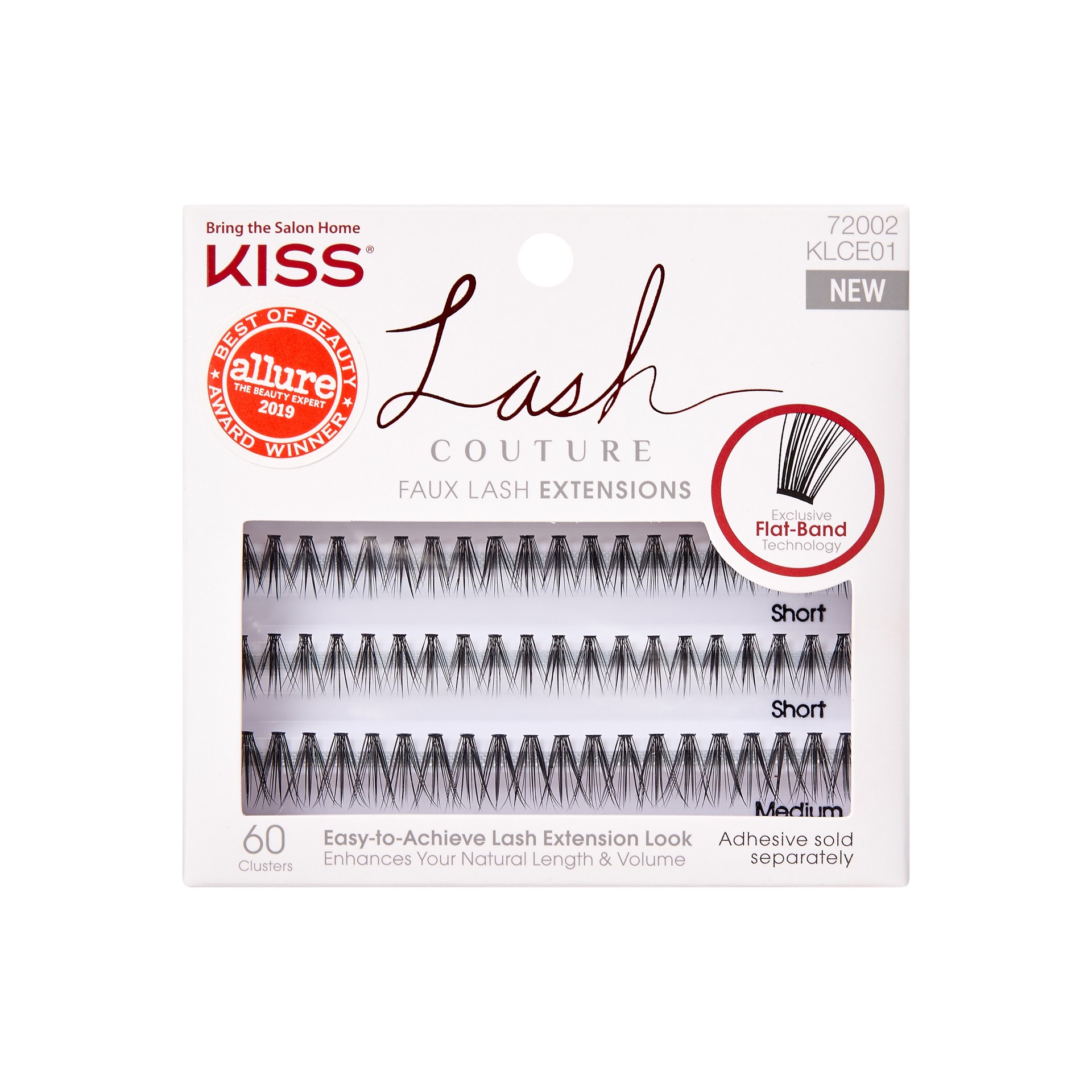 slide 1 of 5, KISS Lash Couture Faux Lash Extensions, Short & Medium Length, 60 Individual Lash Clusters, 60 ct