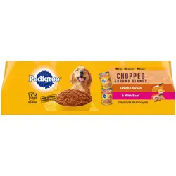 Pedigree Chopped Ground Dinner with Beef/with Chicken Food for Dogs 12 - 375 g Cans
