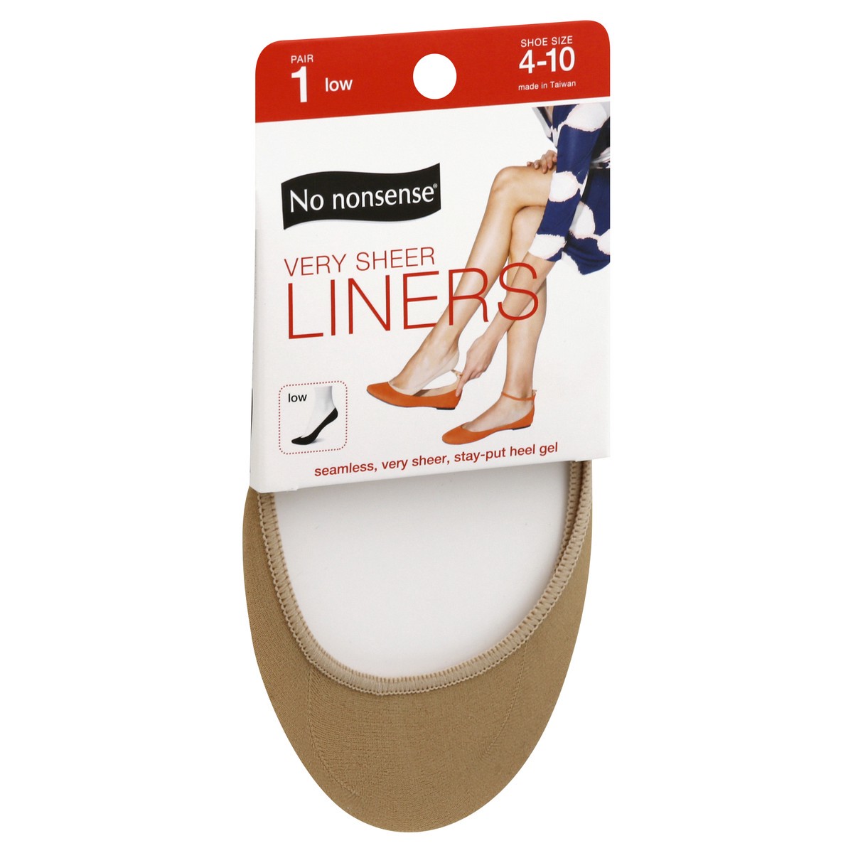 slide 2 of 8, No Nonsense Very Sheer Liners Low Size 4-10, 1 pair