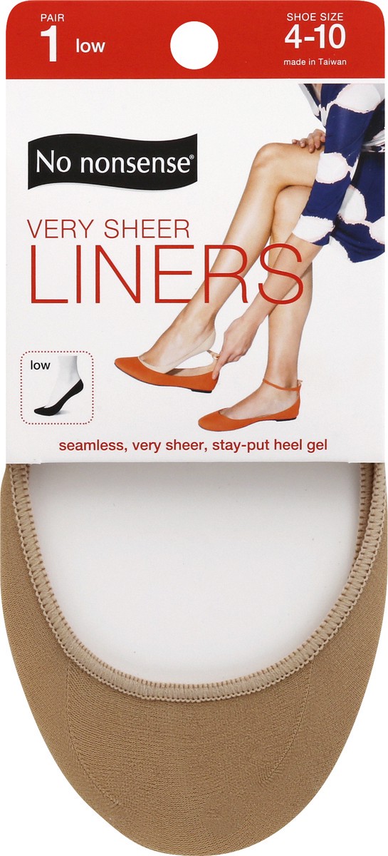 slide 7 of 8, No Nonsense Very Sheer Liners Low Size 4-10, 1 pair