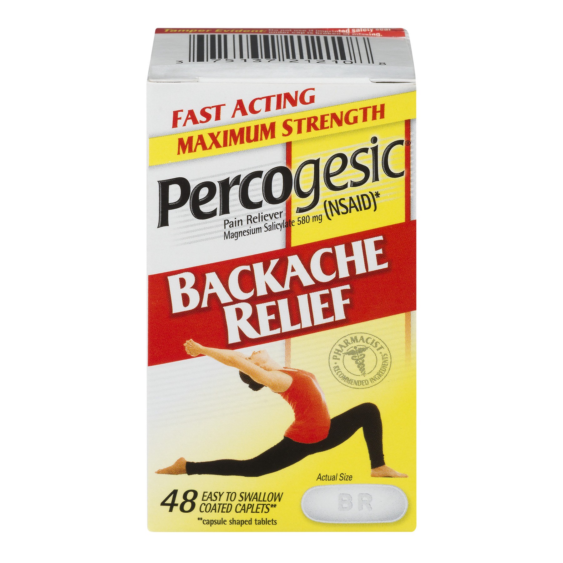 slide 1 of 1, Percogesic Maximum Strength Backache Relief, Fast Acting Pain Reliever, 48 Coated Tablets, 48 ct