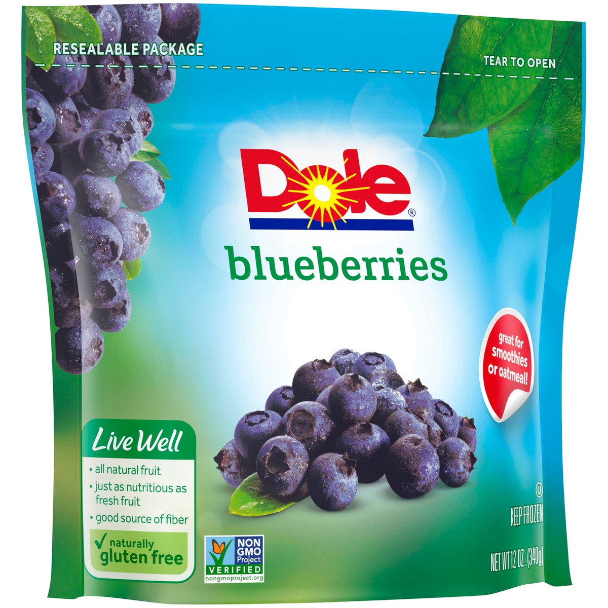 slide 2 of 9, DOLE Frozen Blueberries, 12 Ounce Bag, 12 oz