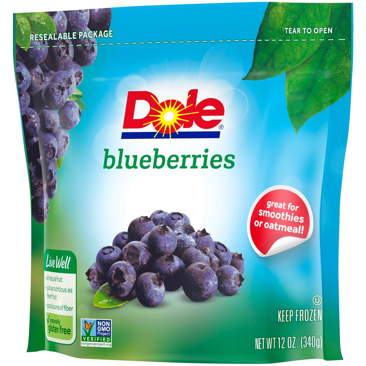 slide 3 of 9, DOLE Frozen Blueberries, 12 Ounce Bag, 12 oz