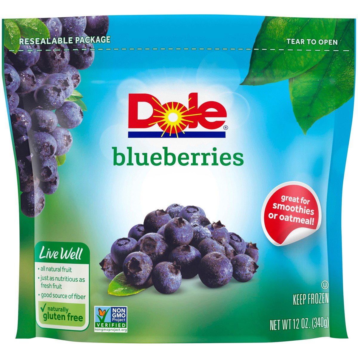 slide 6 of 9, DOLE Frozen Blueberries, 12 Ounce Bag, 12 oz